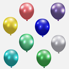 Set of festive balloons. Realistic, colorful, colorful. Isolated white background. illustration