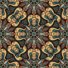 Ornate floral seamless texture, endless pattern with vintage mandala elements.