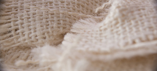 White burlap pieces closeup