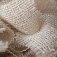 White burlap pieces closeup