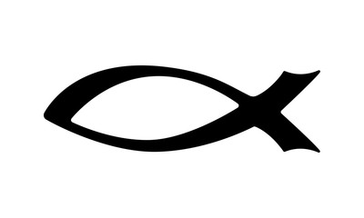 Fisch-Symbol / Christliches Motiv in Schwarz