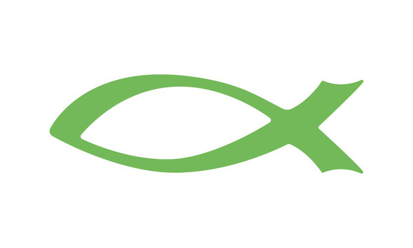 Fisch-Symbol / Christliches Motiv in Gr&uuml;n