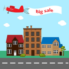 Plane with big sale banner
