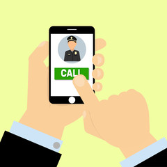 Finger press on call police button