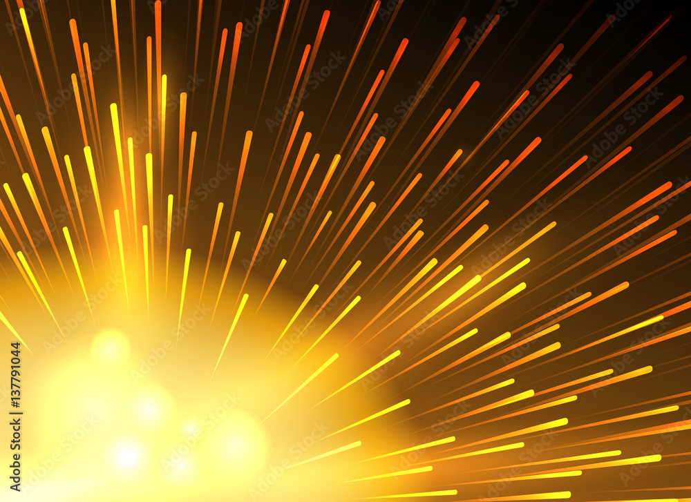 Poster yellow star lighted exploding vector background. lighting starlight explode wallpaper