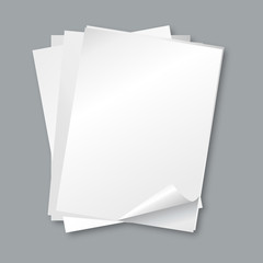 Stack of papers. Isolated blank white paper sheets, letter vector background