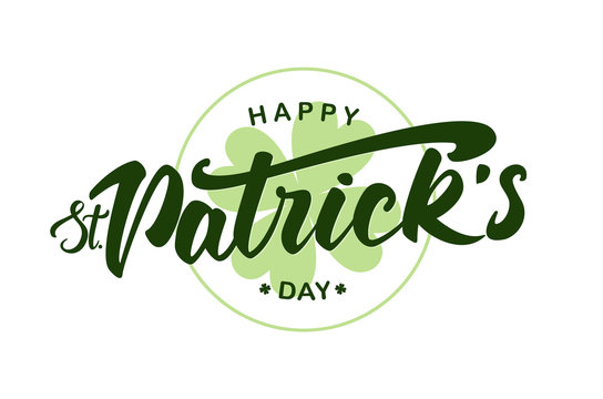 Vector illustration: Hand drawn modern brush lettering  of Happy St. Patrick's Day.