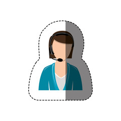 color sticker with half body of female customer service without face vector illustration
