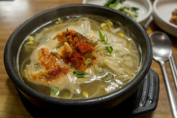 Korean Food, Bean Sprout Hangover Soup with Earthen pot