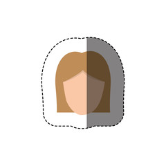 color sticker with head of woman with light hair without face vector illustration
