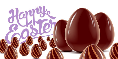 Happy Easter background with chocolate eggs