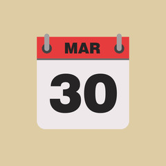 calendar flipping date time day month March simple flat vector illustration application app logo icon