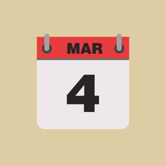 calendar flipping date time day month March simple flat vector illustration application app logo icon