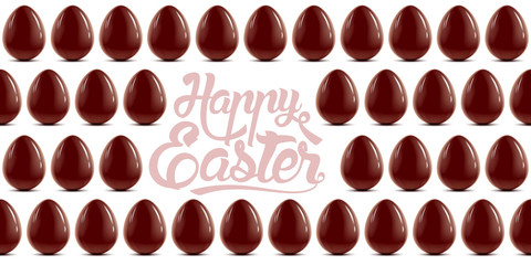 Happy Easter background with chocolate eggs