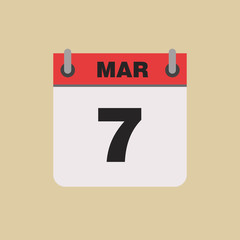 calendar flipping date time day month March simple flat vector illustration application app logo icon