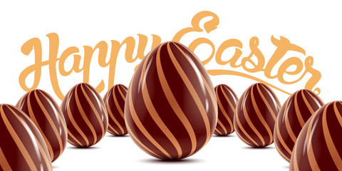 Happy Easter background with chocolate eggs