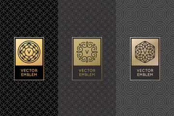 Vector set of design elements, labels and frames