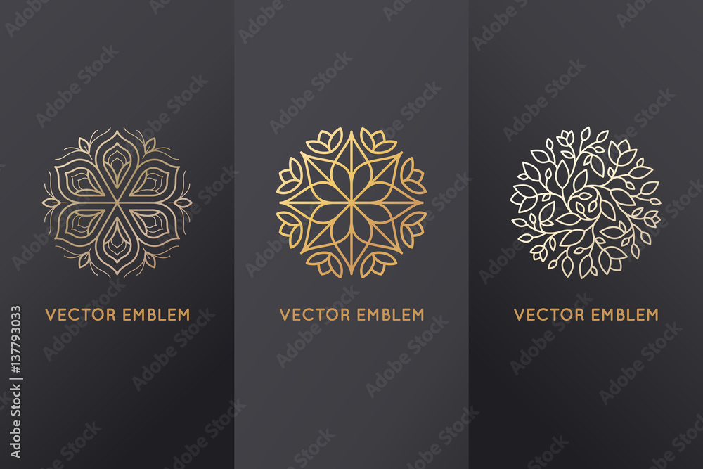Poster vector set of design elements and logo templates