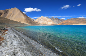 Beautiful Pangong Lake in Ladakh, India 