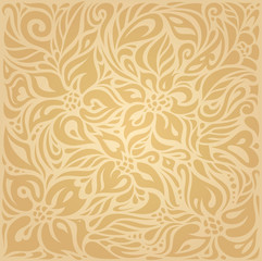 Obraz premium Floral Ocher ecru brown vector pattern wallpaper design