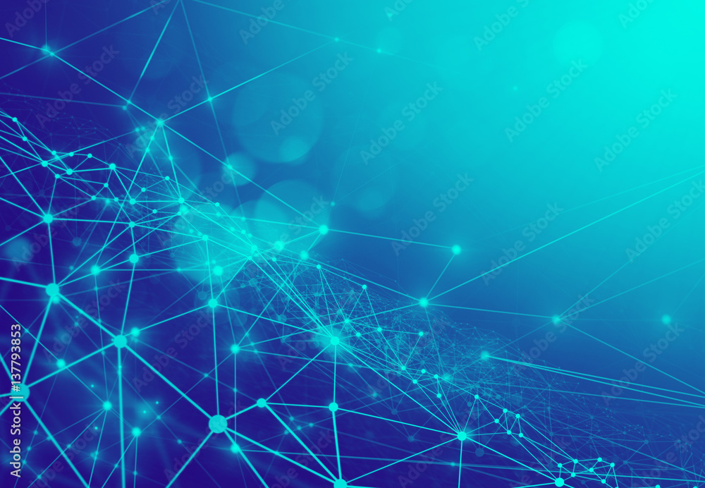 Poster world of particle galaxy star abstract ai tech neon glow wave futuristic network background illustra