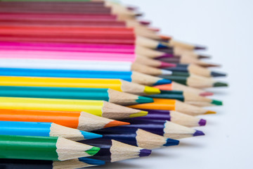 row of coloured pencils