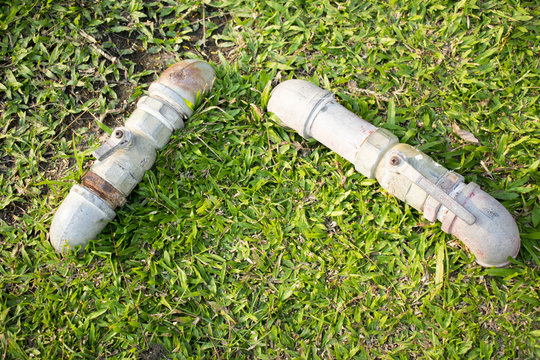 Valves control water lawns in the park.