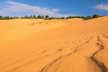 Selective focus and depth of fiedl the Red Sand Dunes of Mui Ne, Vietnam