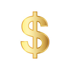 Golden symbol of the dollar. Vector illustration.