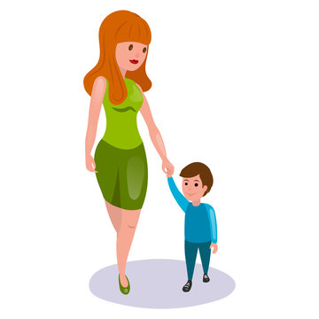 Mother and child cartoon vector illustration