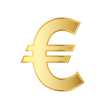 Golden symbol of the euro currency. Vector illustration.
