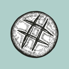 round bread sketch vector