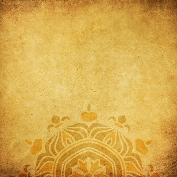Mandala | oriental ornament on golden grunge backround 