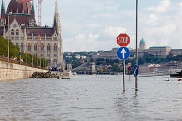 Flooded street in Budapest