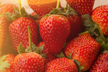 Juicy, ripe strawberries close-up view