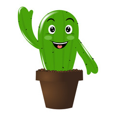 Cute cactus . Cartoon . Vector illustration.Plant, flower, emotions.