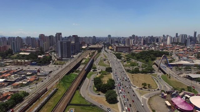 Aerial View of Radial Leste Avenue, in Sao Paulo, Brazil