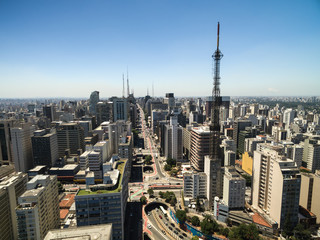 Fototapeta na wymiar Aerial View of Paulista Avenue, Sao Paulo, Brazil