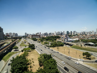 Fototapeta na wymiar Aerial View of Radial Leste Avenue, in Sao Paulo, Brazil