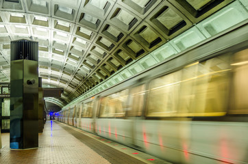 Subway Train Leaving a Station
