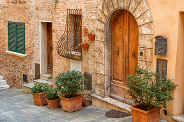 Beautiful medieval town of narrow streets and charming porch