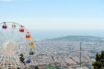 Obraz premium Barcelona panoramic view from Tibidabo mountain, Spain