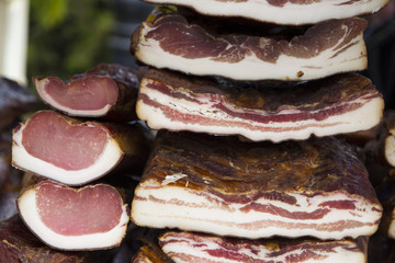 Home made smoked bacon and smoked meat