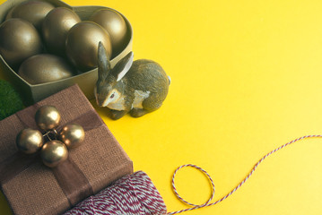 easter prop on yellow ground