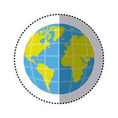 sticker earth world map with continents in 3d vector illustration