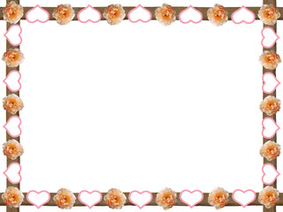 Holzrahmen mit Rosen und Herzen