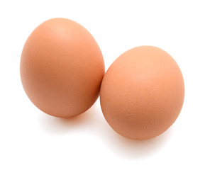 Organic brown eggs isolated on white background