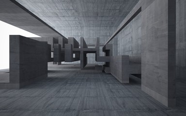 Abstract interior of  concrete. Architectural background. 3D illustration and rendering 