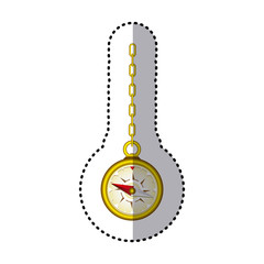 sticker golden compass hanging from a gold link chain vector illustration