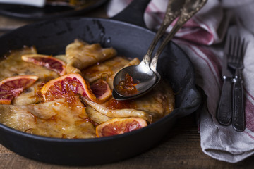 Crepe suzette, traditional french pancakes